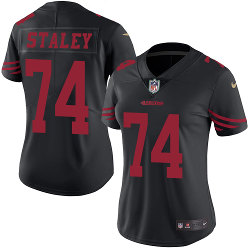 Women's Limited Joe Staley Nike Jersey Black - #74 Rush NFL San Francisco 49ers